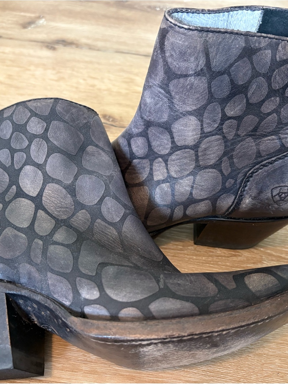 Ariat Brown Textured Pattern Ankle Booties